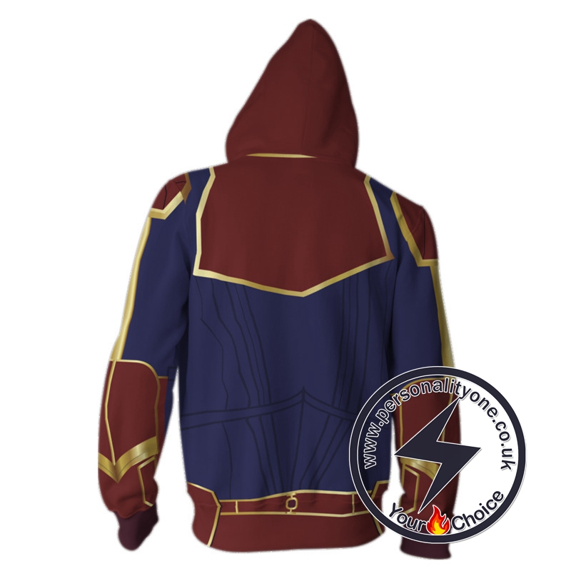 Captain Marvel Cosplay Costume Carol Danvers-Captain Marvel Zip Up Hoodie